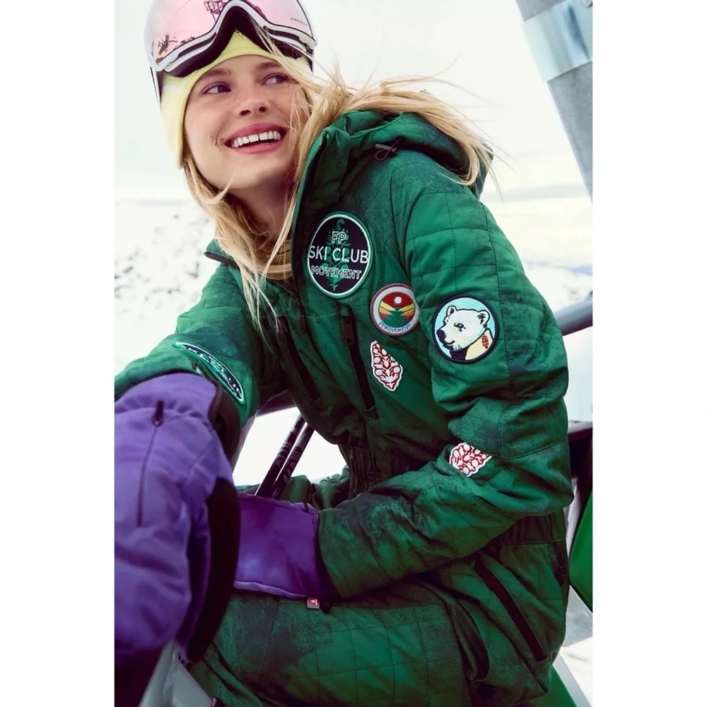 NWT Free People Movement All Prepped Patch Ski Suit Green Medium